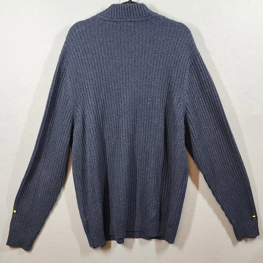 Eddie Bauer Mens Henley Pullover Sweater XL Blue 100% Cotton Knit Chunky Y2K - Picture 6 of 7